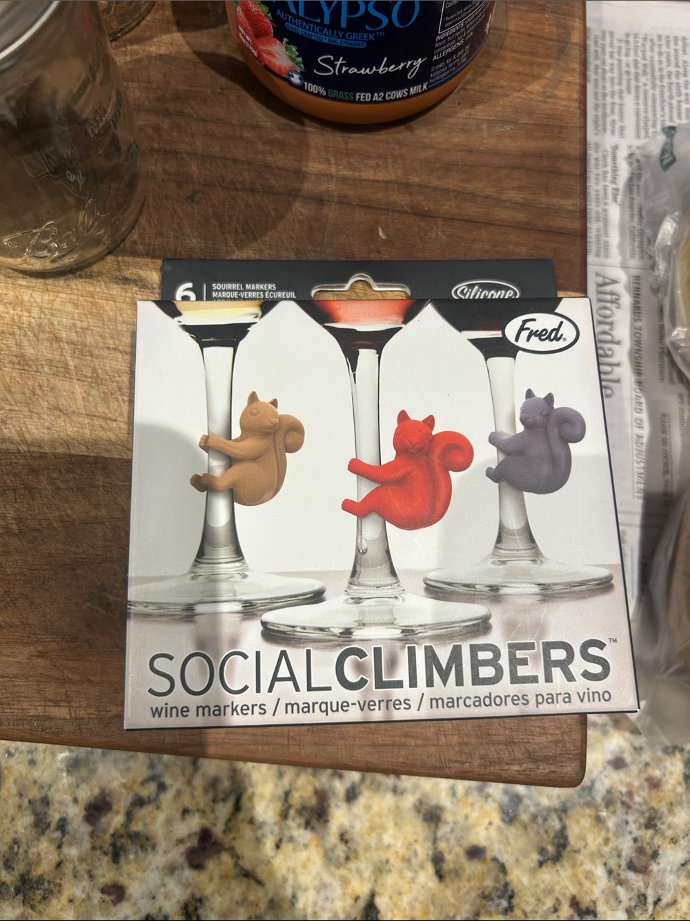 Fred Social Climbers Wine Glass Markers — Brown, Red, Purple Squirrels